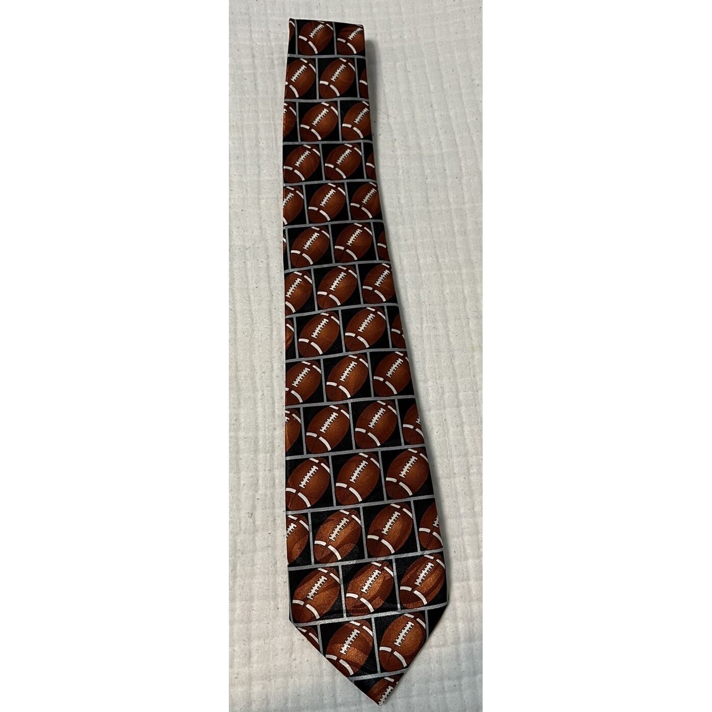 Fratello Mens Tie Footballs Handmade Brown Bronze Highlights